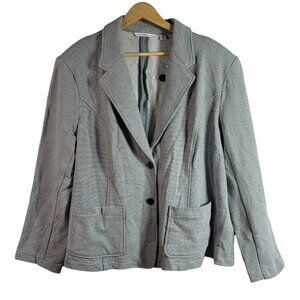Isaac Mizrahi Live! French Terry Knit Blazer Gray 2X Jacket Pockets 2-Buttons
